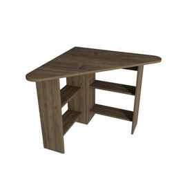 Hanah Home Corner Mesa de estudio Nogal 80x73.8x80 cm Tablero de partículas recubierto de melamina con estantes